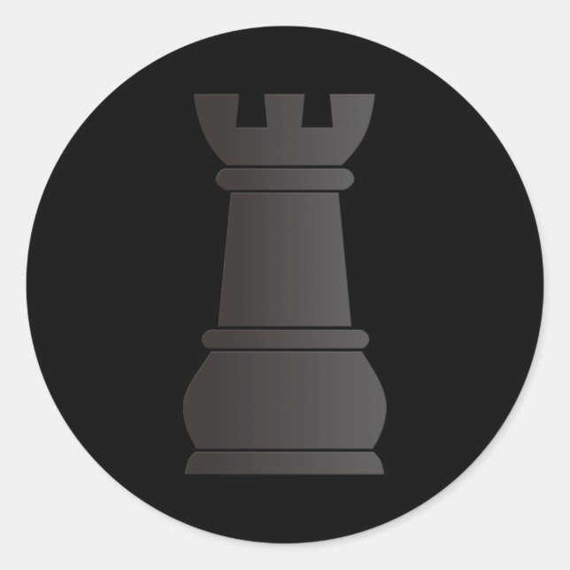 Black rock chess piece classic round sticker (Front)