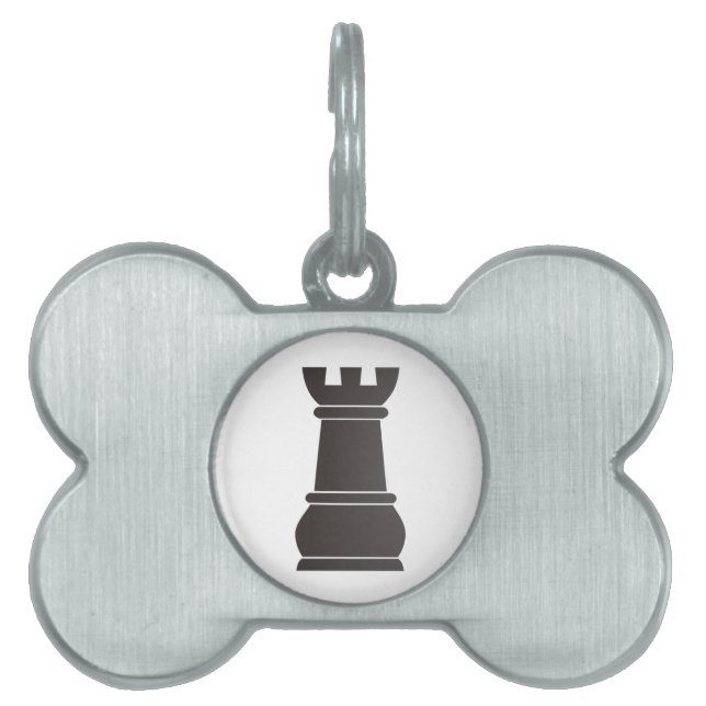 Black rock chess piece pet ID tag (Front)