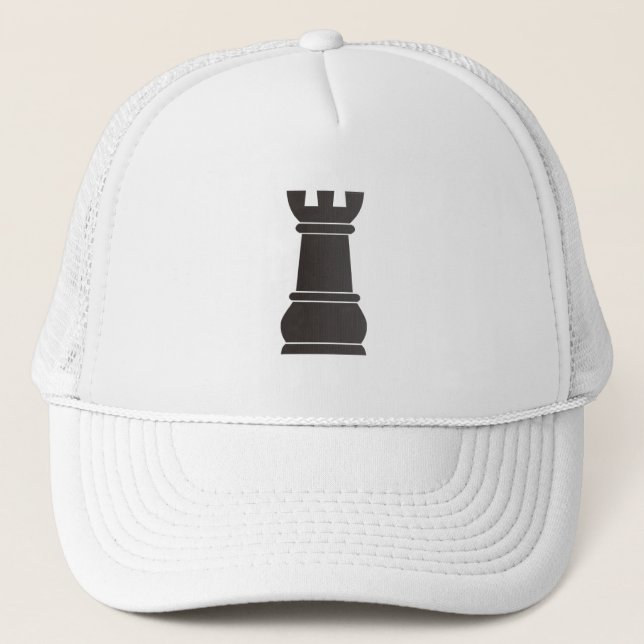 Black rock chess piece trucker hat (Front)