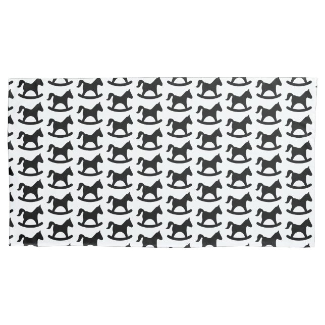 Black Rocking Horse Pillowcase (Front-Left)
