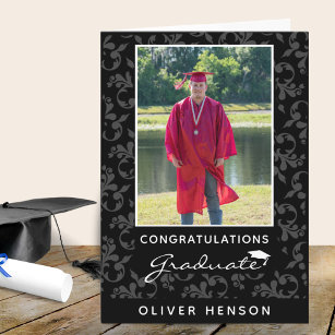 Black Rococo Congratulations Graduation Photo Card