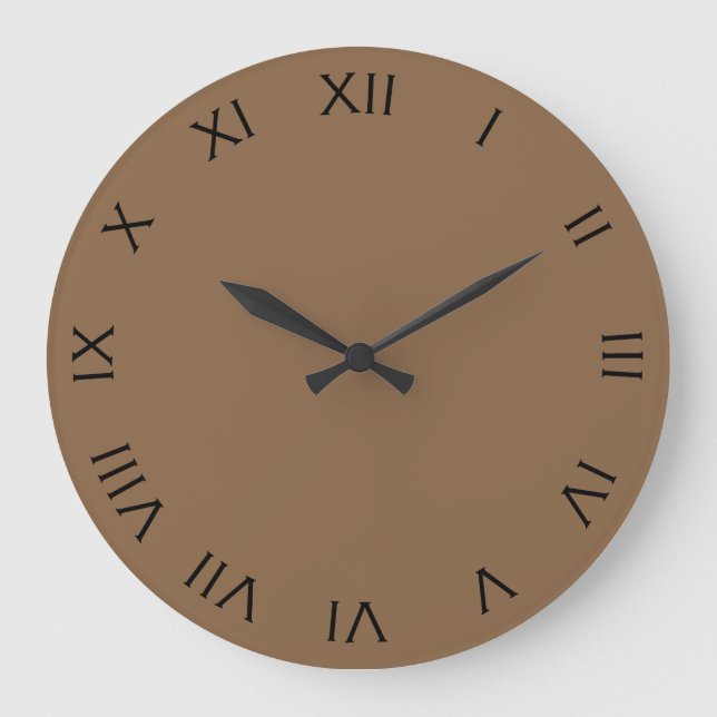 Black Roman Numbers On Brown wccnt Large Clock (Front)