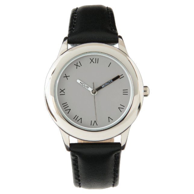 Black Roman Numbers on Grey wat Watch (Front)