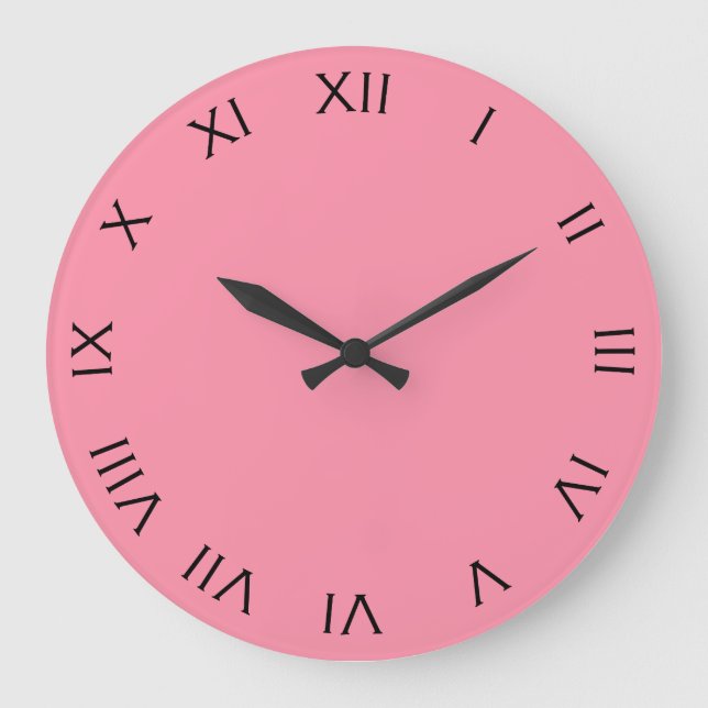 Black Roman Numbers On Pink wccn Large Clock (Front)