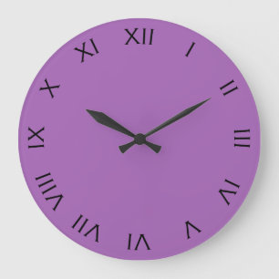 Black Roman Numbers On Purple wccn Large Clock