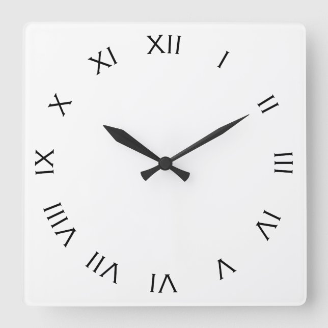 Black Roman Numbers On White wccnt Square Wall Clock (Front)