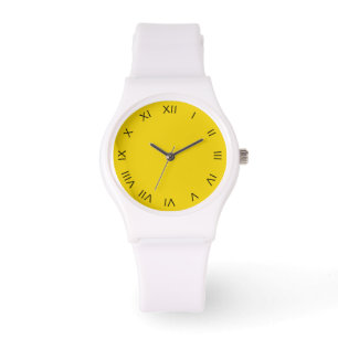 Black Roman Numbers on Yellow Womens cn Watch