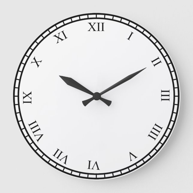 Black Roman Numbers Round Clock Face & Trim Clock (Front)