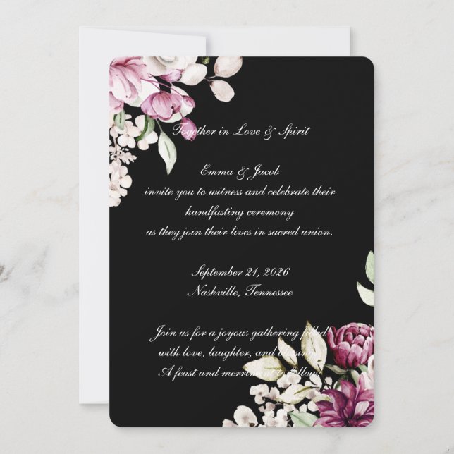 Black Romantic Bloom Floral Peony  Invitation (Front)