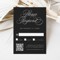 Black Romantic Calligraphy Wedding QR Code