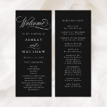 Black Romantic Swirly Calligraphy Wedding Ceremony Programme<br><div class="desc">This black and white wedding ceremony program featuring elegant and romantic swirly calligraphy lettering with your names,  wedding date,  order of service,  and wedding party details. For more advanced customisation of this design,  please click the BLUE DESIGN TOOL BUTTON above!</div>