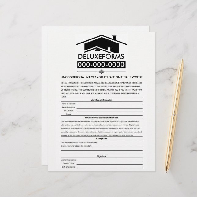 Black Roof Unconditional Waiver & Release on Final (Front/Back In Situ)