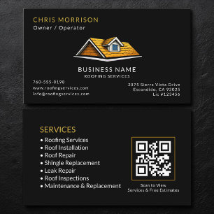 Black Roofer Roofing Services QR Code Business Card