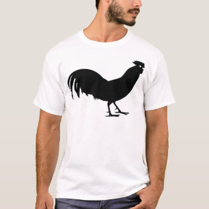 Black Rooster Bird Print T-Shirt