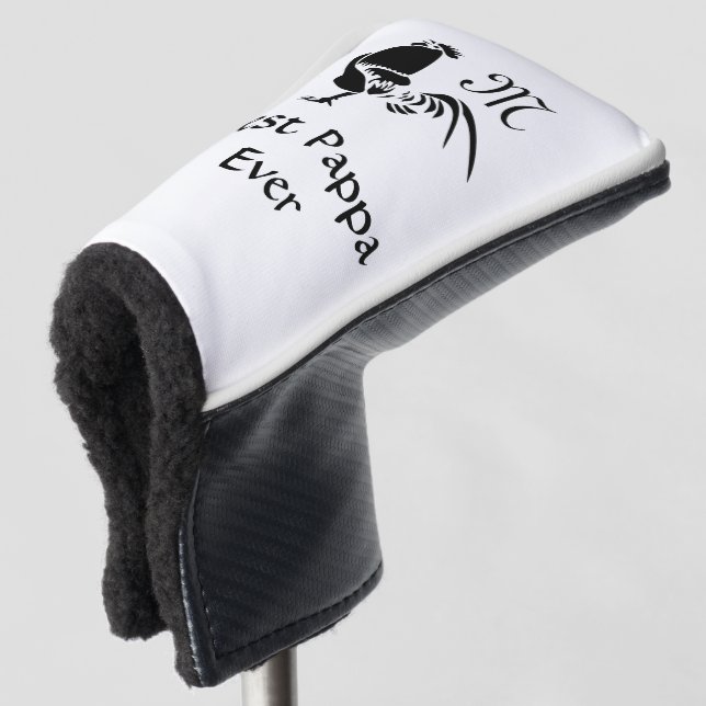 Black Rooster Crowing Best Pappa Ever Golf Head Cover (3/4 Front)