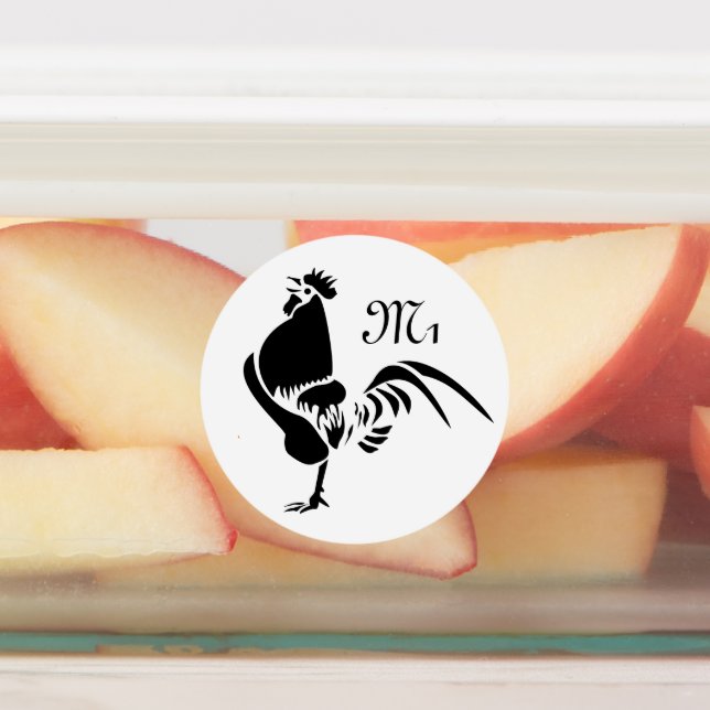 Black Rooster Crowing Silhouette (Affixed)