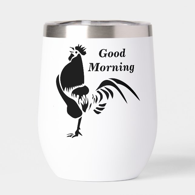 Black Rooster Crowing Silhouette (Back)