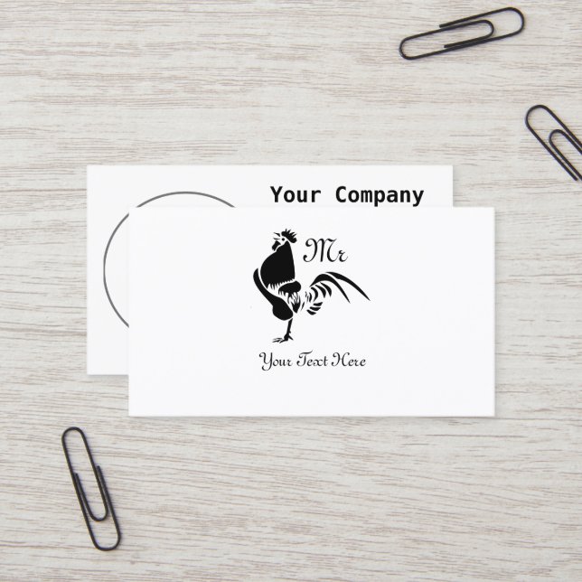 Black Rooster Crowing the Good Morning Alarm Business Card (Front/Back In Situ)
