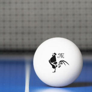 Black Rooster Crowing the Good Morning Alarm Ping Pong Ball