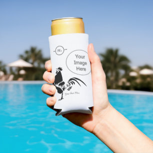 Black Rooster Crowing the Good Morning Alarm Seltzer Can Cooler