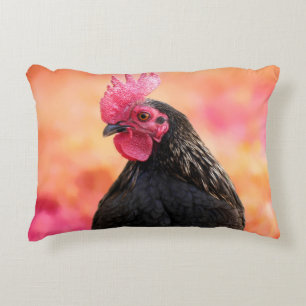 Black Rooster Decorative Cushion