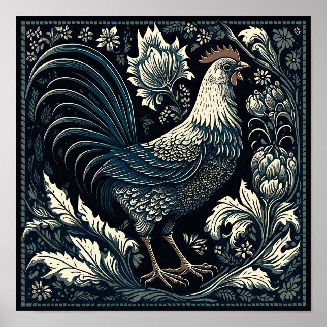 Black rooster - living in the countryside poster (Front)