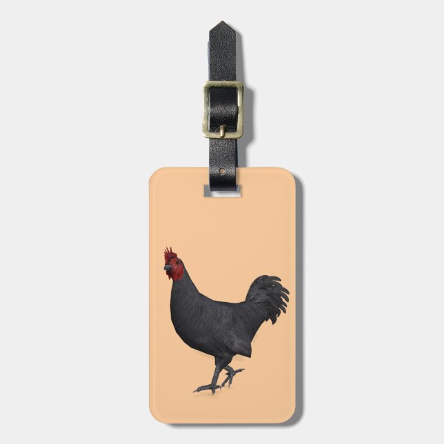 Black Rooster Luggage Tag (Front Vertical)