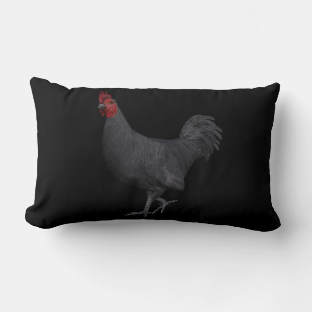 Black Rooster Lumbar Cushion (Front)