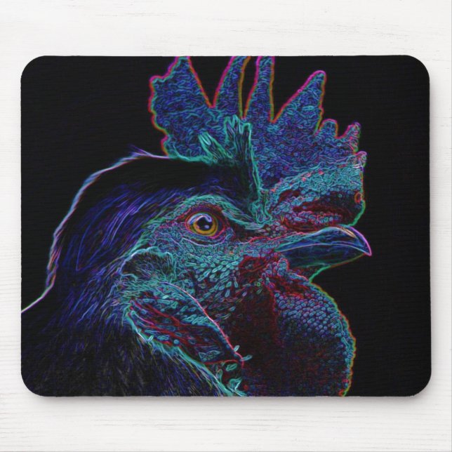 black rooster mouse pad (Front)
