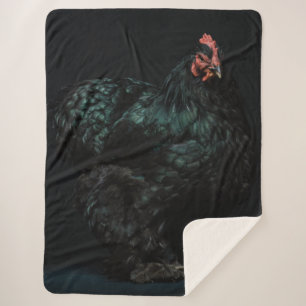 BLACK ROOSTER SHERPA BLANKET