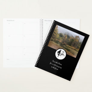 Black Rooster Silhouette Silhouette Monogram Photo Planner