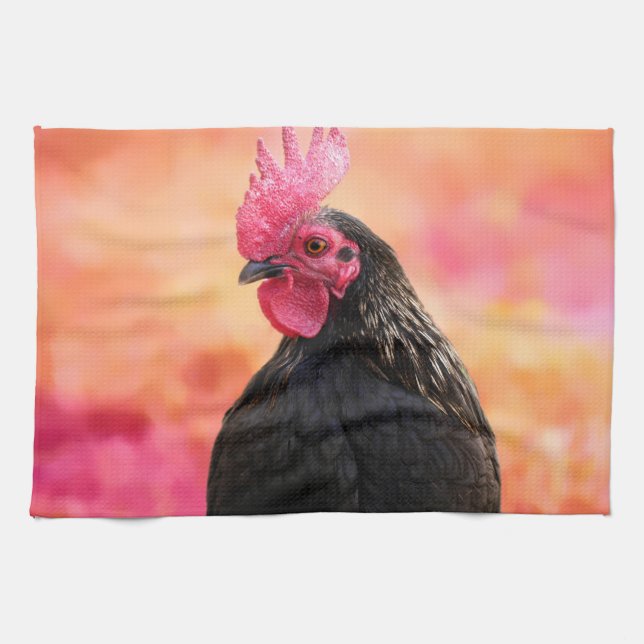 Black Rooster Tea Towel (Horizontal)