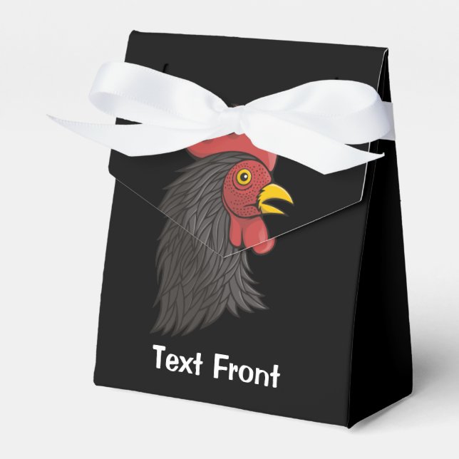 Black Rooster's Head Favour Box (Front Side)