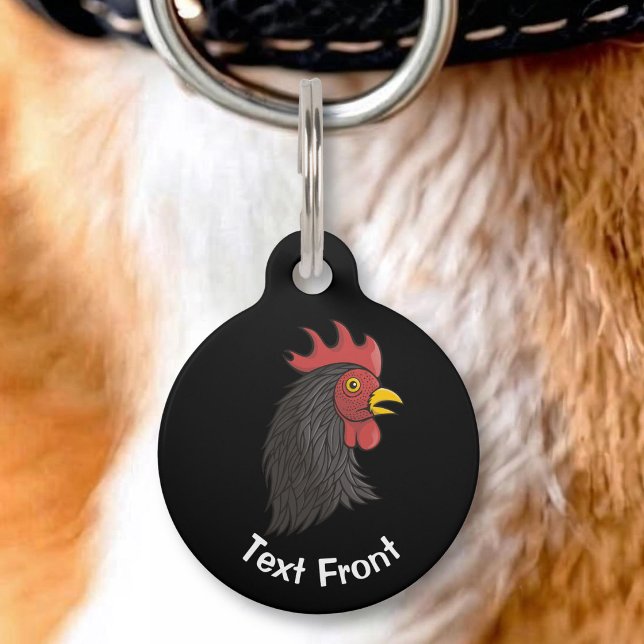Black Rooster's Head Pet Tag (Creator Uploaded)