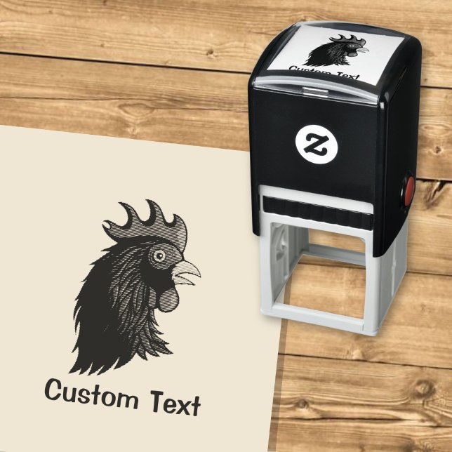 Black Rooster's Head Self-inking Stamp (Creator Uploaded)