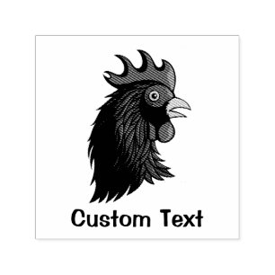 Black Rooster's Head Self-inking Stamp
