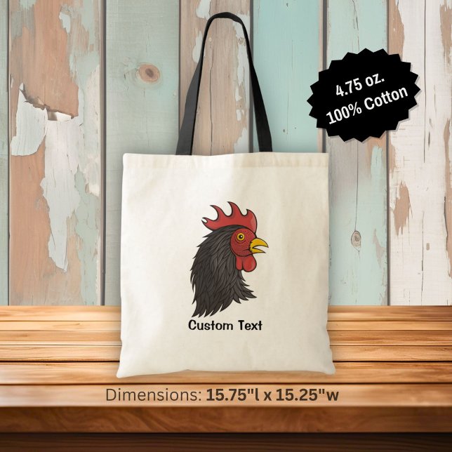 Black Rooster's Head Tote Bag (Creator Uploaded)