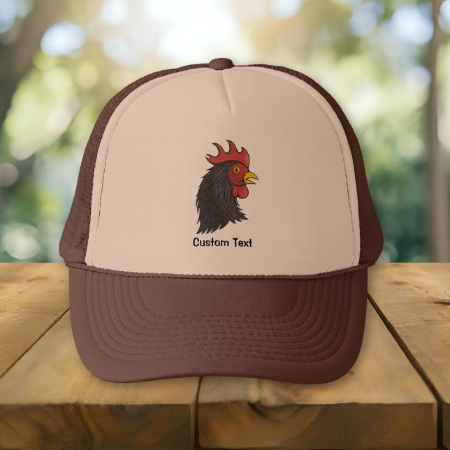Black Rooster's Head Trucker Hat (Creator Uploaded)