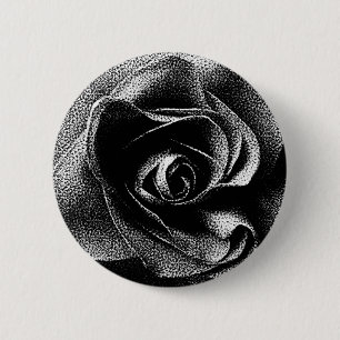 BLACK ROSE 6 CM ROUND BADGE