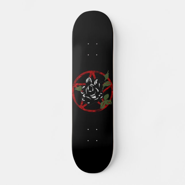 Black Rose and Pentagram Skateboard (Front)