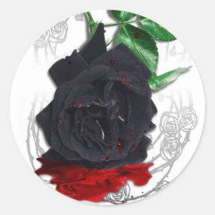 Black Rose Bleeding Blood Surreal Gothic Poster Classic Round Sticker