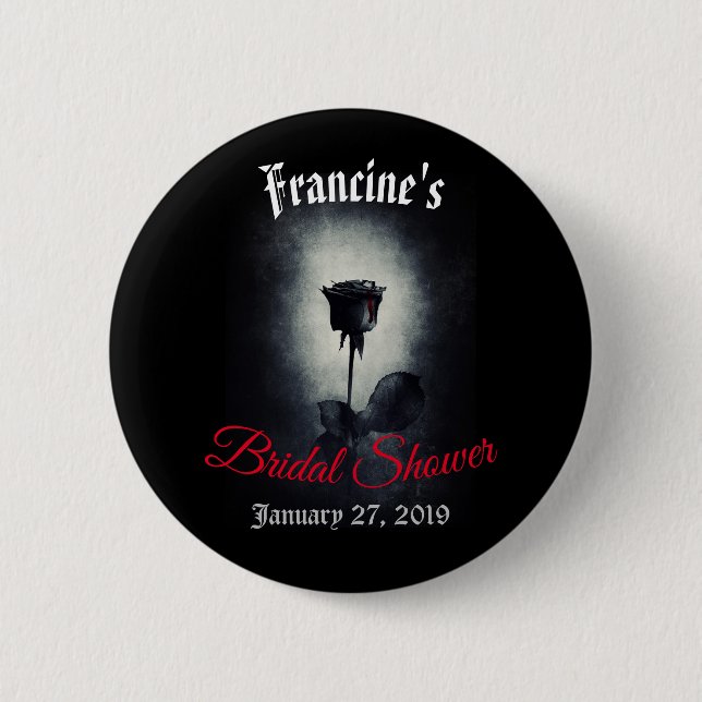 Black Rose Bridal Shower Celebration Button (Front)