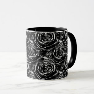 Black Rose Center Floral Photo Abstract Pattern Mug
