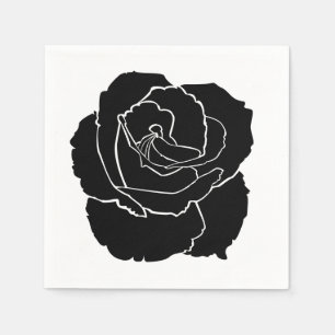 Black Rose Cocktail Napkins - Wedding Dinner Party