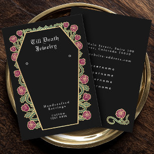 Black Rose Coffin Gothic Earring Display Business Card