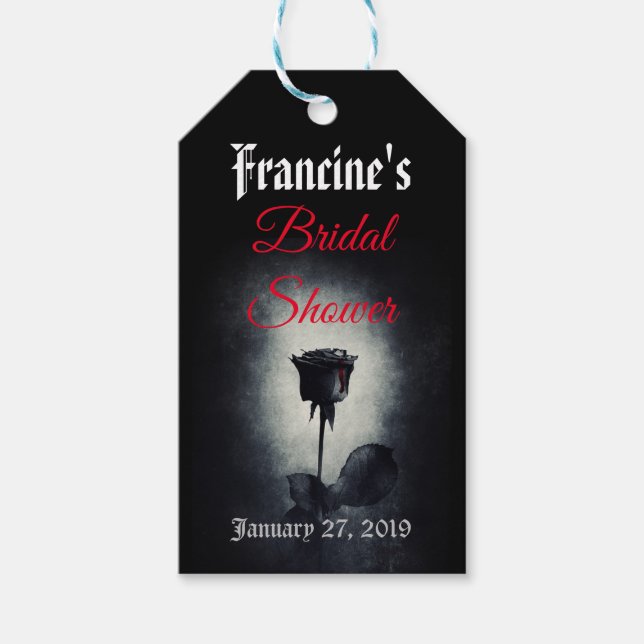Black Rose Dark Bridal Shower Gift Tag (Front)
