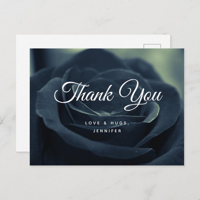Black Rose Dark Gothic Flower Photo Thank You Postcard (Front/Back)
