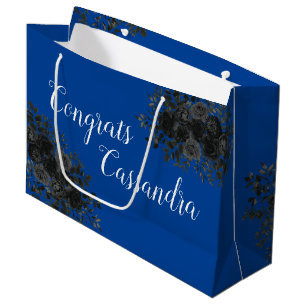 Black Rose Dark Gothic Graduation Party Blue Large Gift Bag