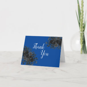 Black Rose Dark Gothic Graduation Party Blue Thank You Card