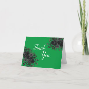 Black Rose Dark Gothic Graduation Party Green Thank You Card